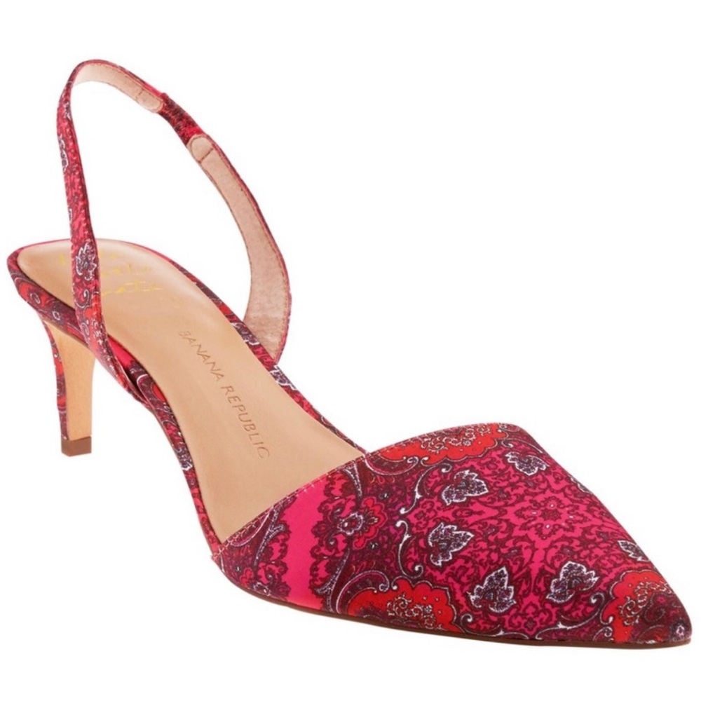Banana Republic Red Hedy Slingback Kitten Heels